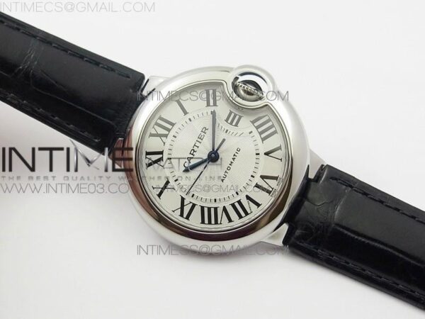Ballon Bleu 33mm SS AF white Textured Dial on Black Croco Leather Strap - Image 2