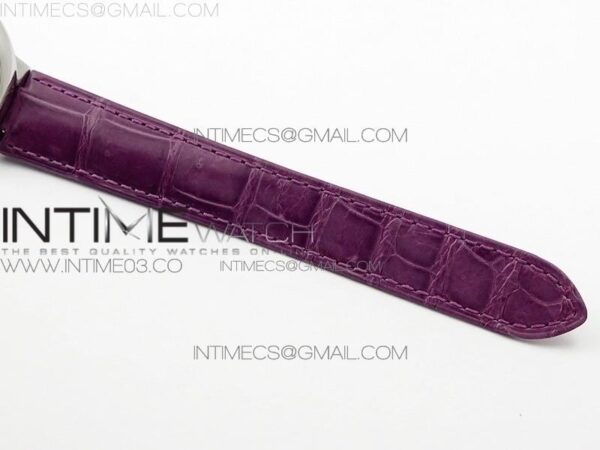 Ballon Bleu 33mm SS AF White Textured Dial on Purple Crocodile Strap Ronda Quartz - Image 12