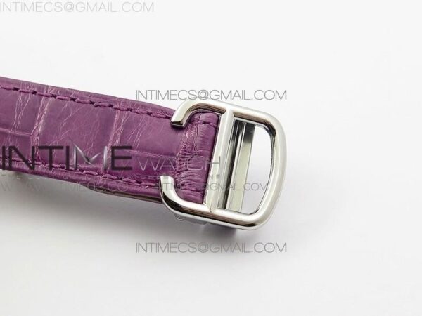 Ballon Bleu 33mm SS AF White Textured Dial on Purple Crocodile Strap Ronda Quartz - Image 13