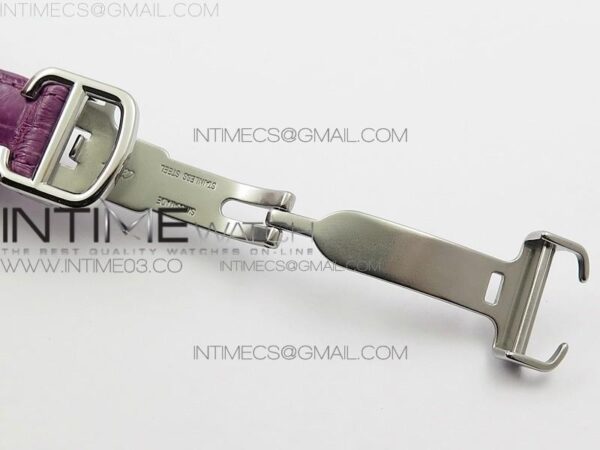 Ballon Bleu 33mm SS AF White Textured Dial on Purple Crocodile Strap Ronda Quartz - Image 14