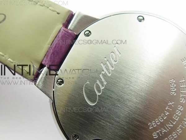 Ballon Bleu 33mm SS AF White Textured Dial on Purple Crocodile Strap Ronda Quartz - Image 17