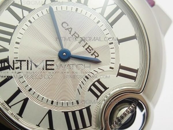Ballon Bleu 33mm SS AF White Textured Dial on Purple Crocodile Strap Ronda Quartz - Image 4