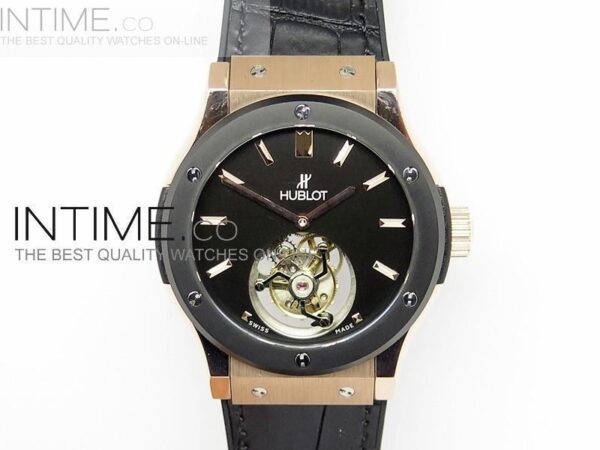 BIG BANG CLASSIC FUSION RG DLC BEZEL BLACK DIAL FLYING TOURBILLION