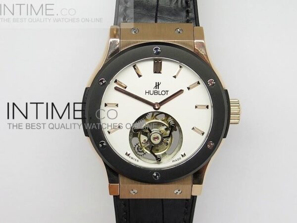 BIG BANG CLASSIC FUSION RG DLC BEZEL WHITE DIAL FLYING TOURBILLION