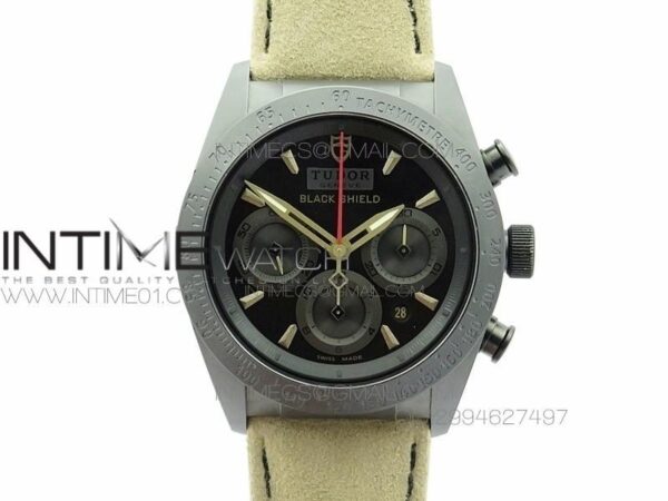 BLACK SHIELD REAL CERAMIC ZF 1:1 BEST EDITION ON BROWN LEATHER STRAP A7753