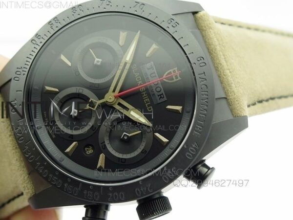 BLACK SHIELD REAL CERAMIC ZF 1:1 BEST EDITION ON BROWN LEATHER STRAP A7753 - Image 4