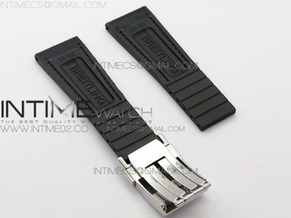 BREITLING BLACK GUMMY RUBBER STRAP 24/20 + GENUINE CLASP - Image 13