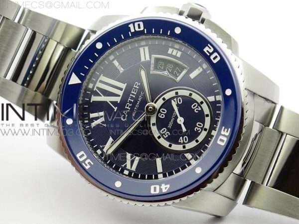 Calibre de Cartier Diver SS JF Blue Dial on SS Bracelet 23J - Image 2