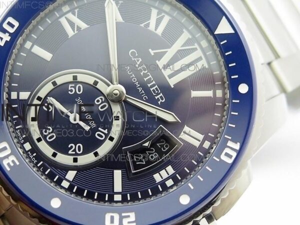 Calibre de Cartier Diver SS JF Blue Dial on SS Bracelet 23J - Image 5