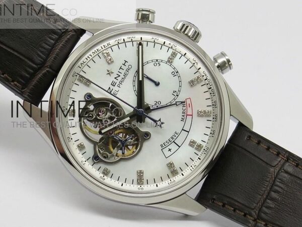 El Primero SS AXF Silver Dial on Black Leather Strap - Image 5
