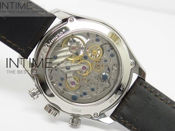 El Primero SS AXF Silver Dial on Black Leather Strap - Image 7