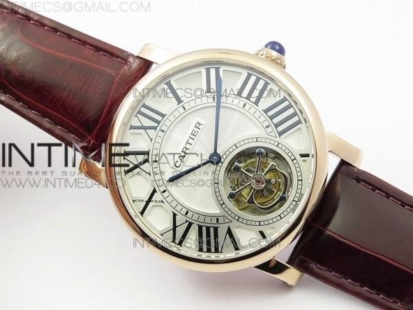 Rotonde Flying Tourbillon RG BLF White Dial on Brown Leather Strap V2 - Image 2