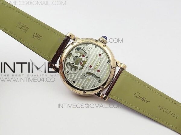 Rotonde Flying Tourbillon RG BLF White Dial on Brown Leather Strap V2 - Image 10