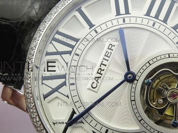 Rotonde Flying Tourbillon SS BLF White Dial Diamonds Bezel on Black Leather Strap V2 - Image 4