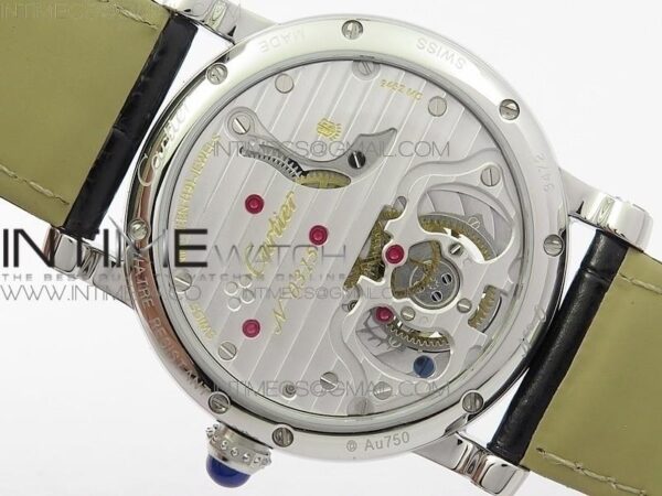Rotonde Flying Tourbillon SS BLF White Dial Diamonds Bezel on Black Leather Strap V2 - Image 9