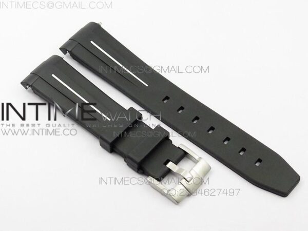 RUBBERB WHITE LINE RUBBER STRAP WITH TANG BUCKLE FOR SUBMARINER
