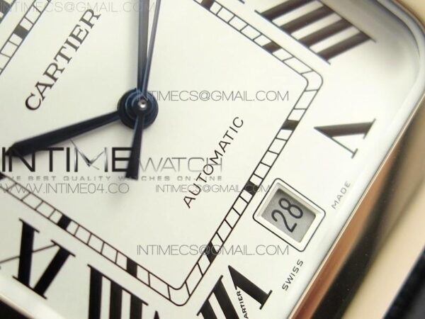 Santos de Cartier 40mm 2018 SS/RG V6F White Dial on Black Leather Strap - Image 2