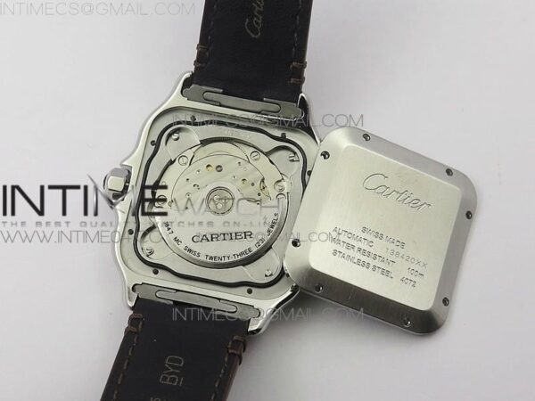 Santos de Cartier 40mm 2018 SS/RG V6F White Dial on Black Leather Strap - Image 19