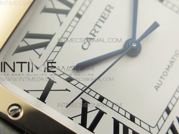 Santos de Cartier 40mm 2018 SS/RG V6F White Dial on Black Leather Strap - Image 6