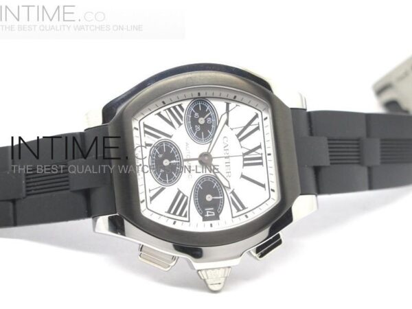 XL Roadster S SS White Dial Chronograph on Black Rubber Strap - Image 7
