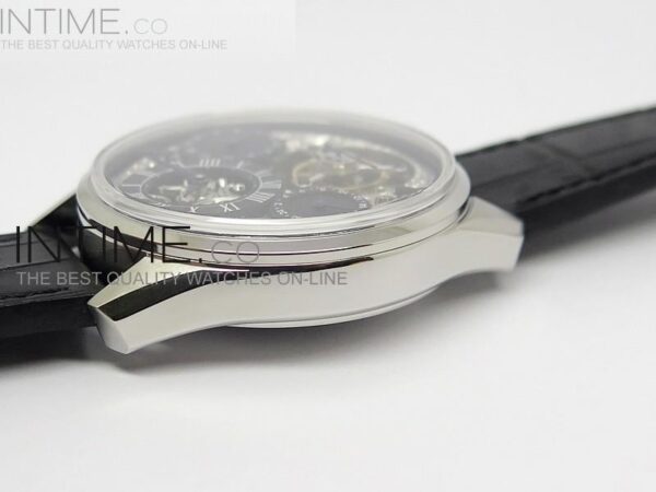 Zenith Tourbillon SS Black Skeleton Dial on Black Leather Strap - Image 12