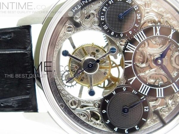 Zenith Tourbillon SS Black Skeleton Dial on Black Leather Strap - Image 4