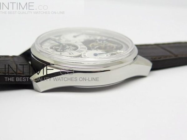 Zenith Tourbillon SS White Skeleton Dial on Brown Leather Strap - Image 6