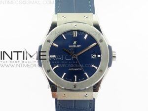 CLASSIC FUSION 45MM TITANIUM WWF 1:1 BEST EDITION BLUE DIAL ON BLUE GUMMY STRAP ASIAN HB1112