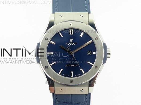 CLASSIC FUSION 45MM TITANIUM WWF 1:1 BEST EDITION BLUE DIAL ON BLUE GUMMY STRAP ASIAN HB1112