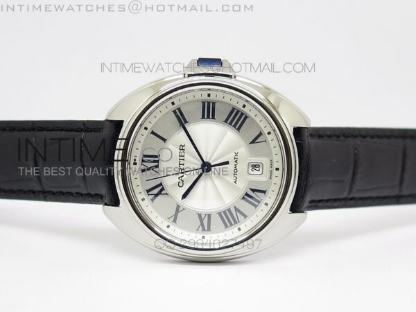 CLE DE CARTIER SS V6F WHITE TEXTURED DIAL ON BLACK LEATHER STRAP MIYOTA9015 - Image 2