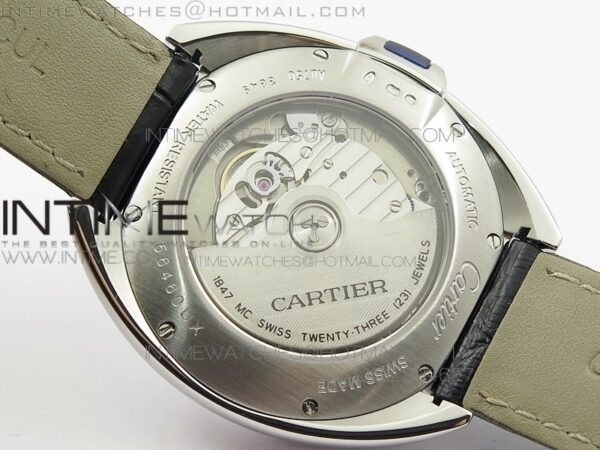 CLE DE CARTIER SS V6F WHITE TEXTURED DIAL ON BLACK LEATHER STRAP MIYOTA9015 - Image 12
