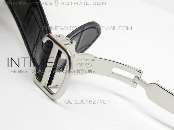 CLE DE CARTIER SS V6F WHITE TEXTURED DIAL ON BLACK LEATHER STRAP MIYOTA9015 - Image 6