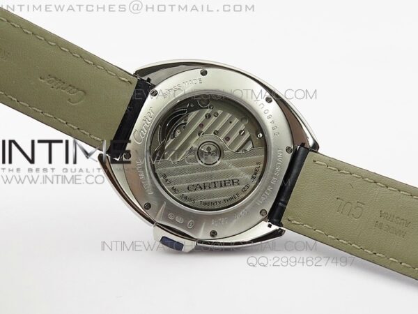 CLE DE CARTIER SS V6F WHITE TEXTURED DIAL ON BLACK LEATHER STRAP MIYOTA9015 - Image 10