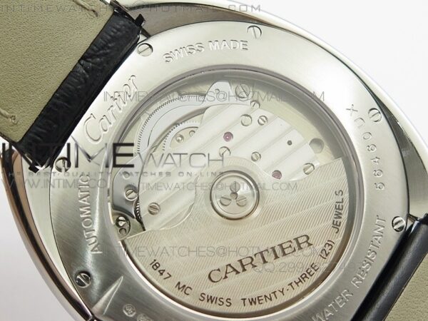 CLE DE CARTIER SS V6F WHITE TEXTURED DIAL ON BLACK LEATHER STRAP MIYOTA9015 - Image 11