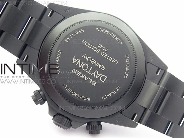 Daytona Blaken Rainbow Crystal Bezel PVD OXF Best Edition Black Dial on PVD Bracelet A7750 - Image 13