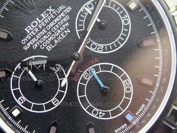 Daytona Blaken Rainbow Crystal Bezel PVD OXF Best Edition Black Dial on PVD Bracelet A7750 - Image 4