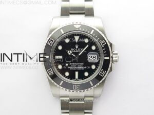 SUBMARINER 40MM 116610 LN BLACK CERAMIC 904L STEEL AR+F 1:1 BEST EDITION BLACK DIAL ON 904L SS BRACELET VR3135