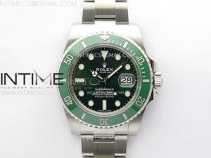 SUBMARINER 40MM 116610 LV GREEN CERAMIC 904L STEEL AR+F 1:1 BEST EDITION GREEN DIAL ON 904L SS BRACELET VR3135