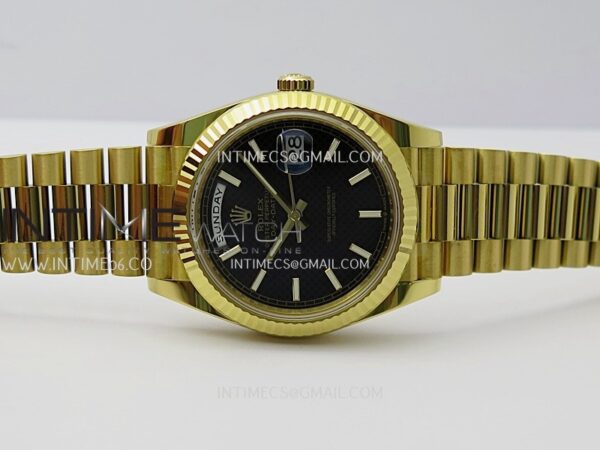 Day Date 40 YG 228238 Clean Factory 1:1 Best Edition Black Dial Stick Marker on President Bracelet VR3255 V3 - Image 3