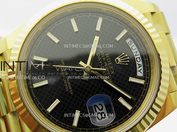 Day Date 40 YG 228238 Clean Factory 1:1 Best Edition Black Dial Stick Marker on President Bracelet VR3255 V3 - Image 4