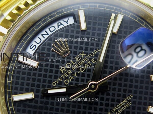 Day Date 40 YG 228238 Clean Factory 1:1 Best Edition Black Dial Stick Marker on President Bracelet VR3255 V3 - Image 8