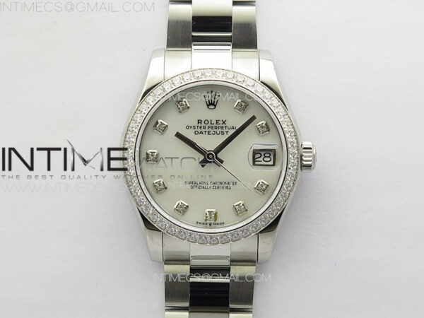 DateJust 31mm 72610 SS Crystals Bezel APSF Best Edition White MOP Dial Crystals Markers on Oyster Bracelet A2824 - Image 2