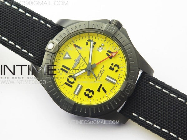 AVENGER V32395 45mm Ti DLC 1:1 Best Edition Yellow Dial on Nylon Strap A2824 - Image 2