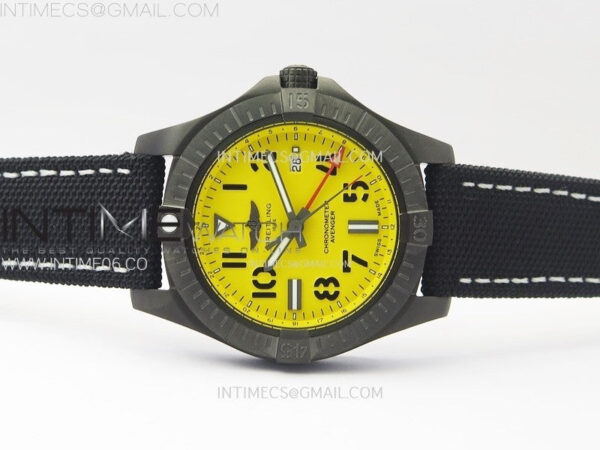 AVENGER V32395 45mm Ti DLC 1:1 Best Edition Yellow Dial on Nylon Strap A2824 - Image 3