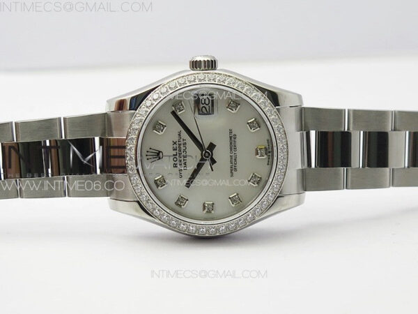 DateJust 31mm 72610 SS Crystals Bezel APSF Best Edition White MOP Dial Crystals Markers on Oyster Bracelet A2824 - Image 4