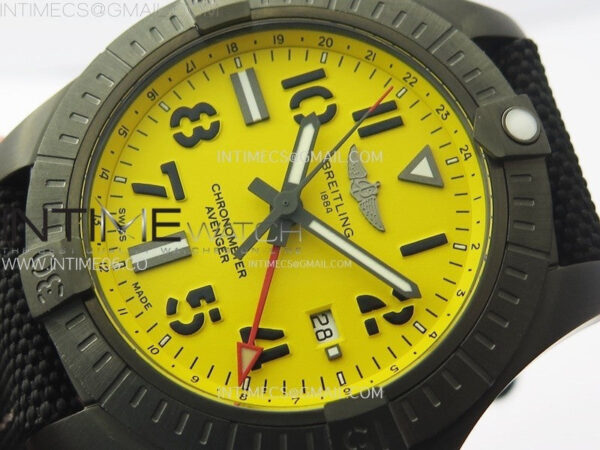 AVENGER V32395 45mm Ti DLC 1:1 Best Edition Yellow Dial on Nylon Strap A2824 - Image 4