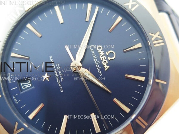 Constellation 41mm Blue Ceramic Bezel RG VSF 1:1 Best Edition Blue Dial on Blue Gummy Strap A8900 - Image 4