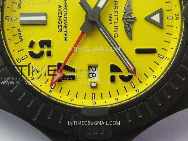 AVENGER V32395 45mm Ti DLC 1:1 Best Edition Yellow Dial on Nylon Strap A2824 - Image 5