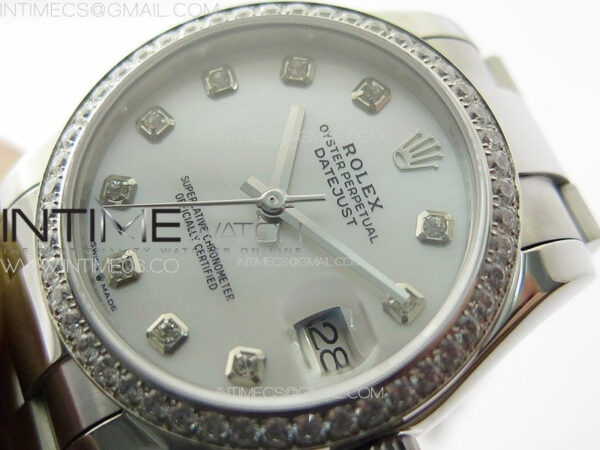 DateJust 31mm 72610 SS Crystals Bezel APSF Best Edition White MOP Dial Crystals Markers on Oyster Bracelet A2824 - Image 5