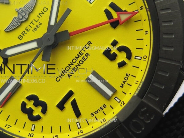 AVENGER V32395 45mm Ti DLC 1:1 Best Edition Yellow Dial on Nylon Strap A2824 - Image 6